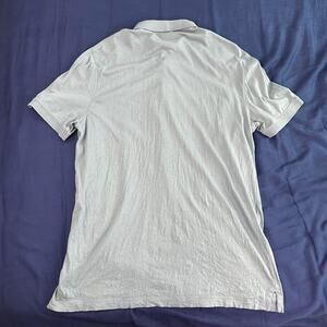 AllSaints Shirt XL Light Blue Vidal Polo Short Sleeve Button Mens